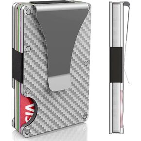 Carbon Fiber Wallet,RFID blocking anti-theft card ultra thin cash credit holder black,metal money clip lightweight high classic portable durable
