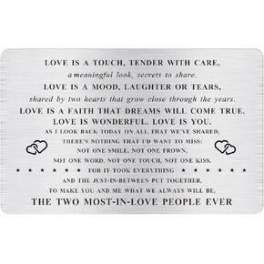 Husband Wife Gifts, I Love You Metal Wallet Card for Fiance, Boyfriend, Girlfriend, You're The One Christmas Valentine Gifts