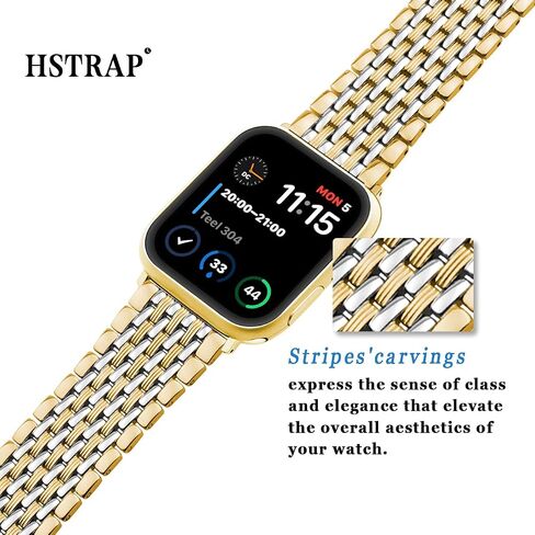 Hstrap Fancy Stainless Steel Watch Band Compatible With Apple Watch Bands 38mm 40mm 41mm 42mm 44mm 45mm Mesh Metal Strap for iWatch SE Series 8 7 6 5 4 3 2 1 for Men Women in Kuwait
