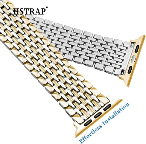 Hstrap Fancy Stainless Steel Watch Band Compatible With Apple Watch Bands 38mm 40mm 41mm 42mm 44mm 45mm Mesh Metal Strap for iWatch SE Series 8 7 6 5 4 3 2 1 for Men Women in Kuwait