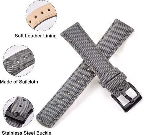 Ritche Christmas Gift Sailcloth Watch Band Quick Release Watch Strap Compatible with Samsung Galaxy Watch 6 Classic 43mm 47mm 40mm 44mmTimex / Seiko / Fossil / Citizen for Men Women, White Elephant Gifts, Stocking Stuffers for Men in Kuwait