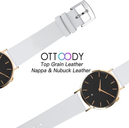 OTTOODY Leather Watch Bands Quick Release Watch Straps, Elegant & Ultra-Soft Top Grain Leather Watch Band for Women Men, Choice of Color & Width - 12mm 14mm 16mm 18mm 20mm 22mm for Watch & Smartwatch in Kuwait