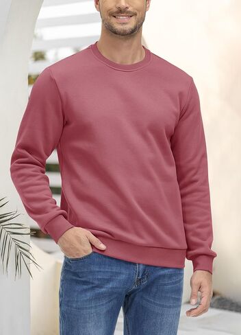 BIYLACLESEN Men's Crewneck Fleece Sweatshirt Long Sleeve Soft Cotton Pullover Tops Winter Warm Underwear Sweatshirts in Kuwait