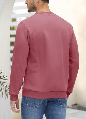 BIYLACLESEN Men's Crewneck Fleece Sweatshirt Long Sleeve Soft Cotton Pullover Tops Winter Warm Underwear Sweatshirts in Kuwait