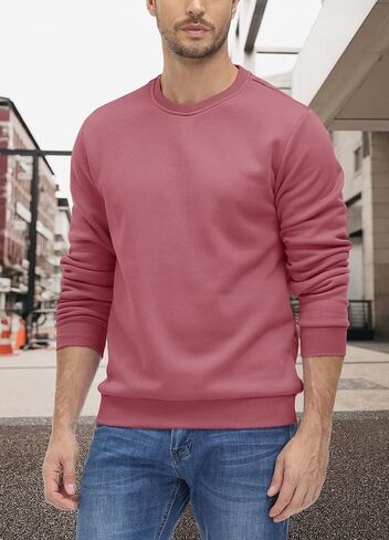 BIYLACLESEN Men's Crewneck Fleece Sweatshirt Long Sleeve Soft Cotton Pullover Tops Winter Warm Underwear Sweatshirts in Kuwait