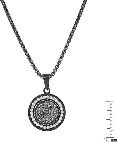 Steeltime Stainless Steel Lords Prayer Necklace with Simulated Diamonds in Kuwait