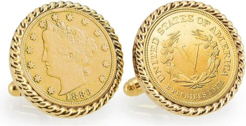 أزرار أكمام من American Coin Treasures Gold Layered 1883 First Year Of Issue Liberty Gold tone من النيكل الذهبي in Saudi Arabia
