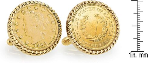 أزرار أكمام من American Coin Treasures Gold Layered 1883 First Year Of Issue Liberty Gold tone من النيكل الذهبي in Saudi Arabia