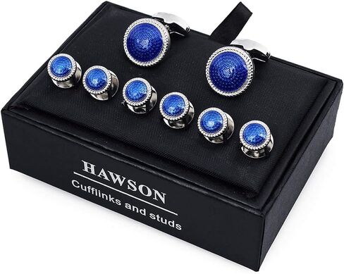 HAWSON Mens Cufflinks and Tuxedo Studs Set in Gift Box, Easy to Wear, Gifts or Jewelry for Men, Wedding Accessories, Designed in Kuwait