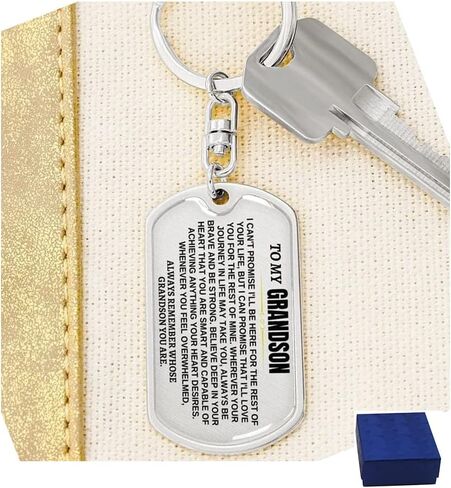 To My Grandson, Remember Whose Grandson You Are,Unique Personalized Keychain, From Grandma Inspirational Keyring for Boy (Stainless Steel) in Kuwait