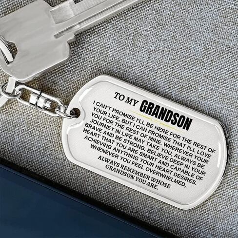 To My Grandson, Remember Whose Grandson You Are,Unique Personalized Keychain, From Grandma Inspirational Keyring for Boy (Stainless Steel) in Kuwait