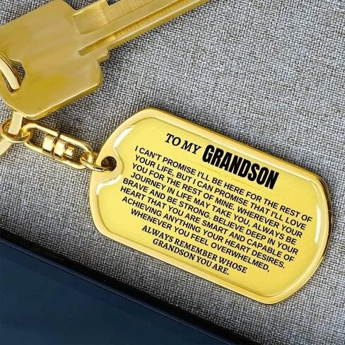 To My Grandson, Remember Whose Grandson You Are,Unique Personalized Keychain, From Grandma Inspirational Keyring for Boy (Stainless Steel) in Kuwait