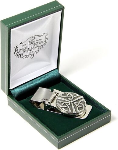 Biddy Murphy Money Clip Spring Loaded Stainless Steel & Pewter Irish Made in Saudi Arabia