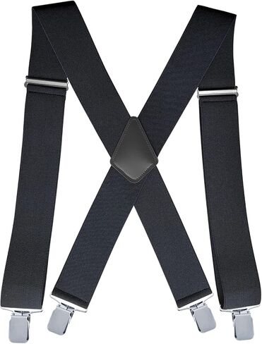 Linemoon Suspenders for Men Heavy Duty, 2 Inch Wide Adjustable Elastic X Back Suspender in Kuwait