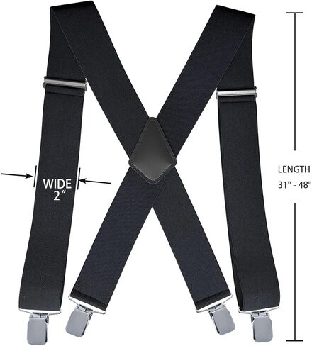 Linemoon Suspenders for Men Heavy Duty, 2 Inch Wide Adjustable Elastic X Back Suspender in Kuwait
