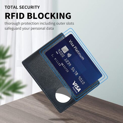 محفظة E KAINI Air Tag للرجال، محفظة جلدية أصلية للرجال محفظة RFID مع 3 نافذة لبطاقة الهوية و11 صندوق هدايا لحمل البطاقات (بطاقة هوية غير متضمنة) in Saudi Arabia