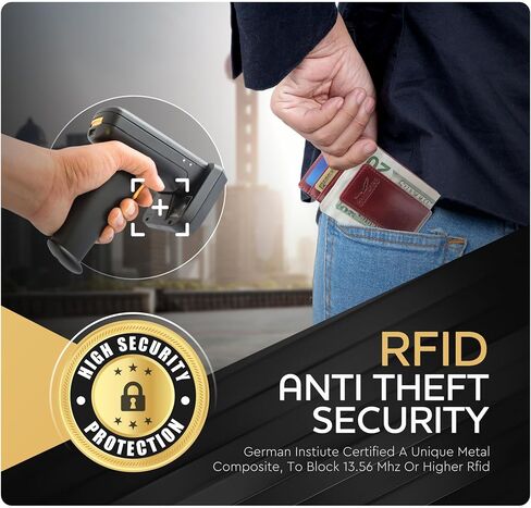 محفظة جلدية بمشبك نقود للرجال بجيب أمامي نحيف مع خاصية حجب RFID مع مغناطيس قوي للغاية in Kuwait