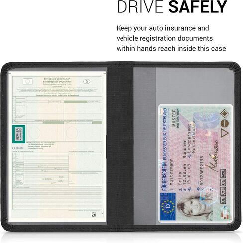 kwmobile Registration and Insurance Holder - Car Document Holder for Vehicle Documents and Cards - PU Leather - Black in Saudi Arabia