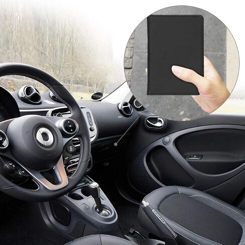 kwmobile Registration and Insurance Holder - Car Document Holder for Vehicle Documents and Cards - PU Leather - Black in Saudi Arabia