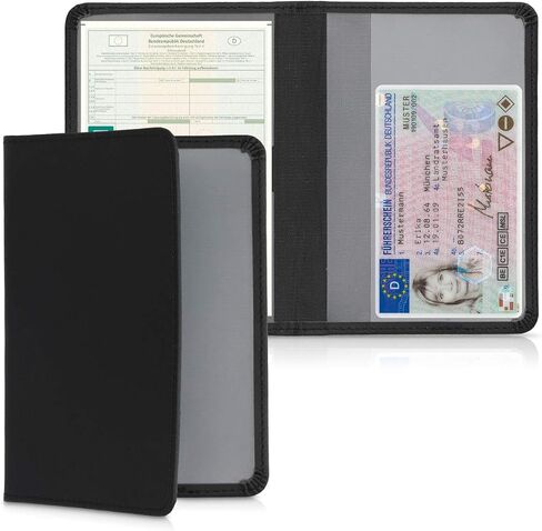 kwmobile Registration and Insurance Holder - Car Document Holder for Vehicle Documents and Cards - PU Leather - Black in Saudi Arabia