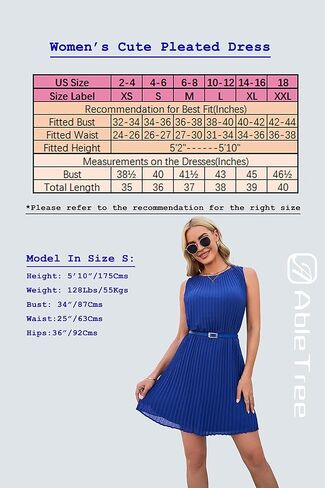 فساتين صيفية بطيات بدون أكمام من AbleTree للنساء، فستان قصير كاجوال لطيف بحزام in Kuwait