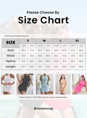Valiamcep Women's Summer Ribbed Tank Dress Scoop Neck Slim Fit Sleeveless Bodycon Mini Dresses in Kuwait