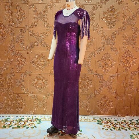 Cololura مثير الترتر شرابة شبكة منظور حزب كوكتيل Bodycon مساء نادي فستان ماكسي in Kuwait