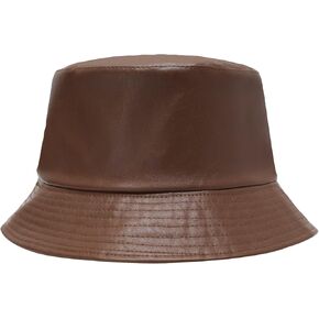 ZLYC Unisex Fashion Bucket Hat PU Leather Rain Hat Waterproof Fishmen Cap