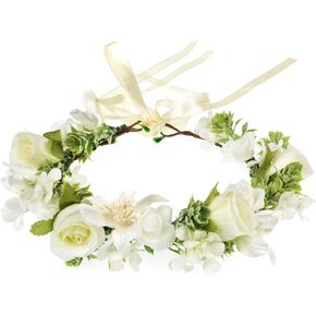 Vividsun Wedding Green Leaf Floral Crown Boho Bridal Flower Crown Maternity Photo Props Headpiece (A white) in Kuwait