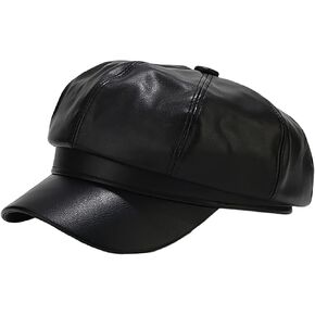 XYIYI المرأة قبعة عازف الكمان موزع الصحف قبعة بولي Leather الجلود قناع قبعة قبعة Paperboy Gatsby
