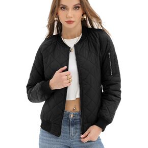 Argstar Women's Jacket, Puffer Bomber Quilted Coat with Pockets (XS-XXL)
