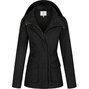 WenVen Women's Anorak Military Jacket Lightweight Casual Cotton Coat with Hood