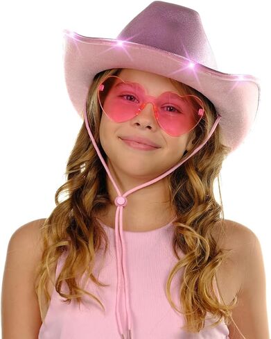 قبعات راعية البقر الوردية المضيئة للنساء غربية - قبعات رعاة البقر الأنيقة للأزياء النسائية - مثالية لمسابقات رعاة البقر والمناسبات الريفية والرقص الخطي والحفلات ذات الطابع الغربي in Kuwait