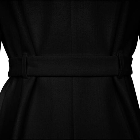 SAUKOLE Women's Winter Wool Trench Coat Wrap Large Collar High Low Jacket Outwear with Belt in Kuwait