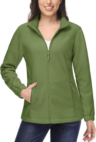 MAGCOMSEN Women's Fleece Jacket Zip Up Coat Lightweight Soft Warm Long Sleeve Jackets with Pockets for Winter in Kuwait