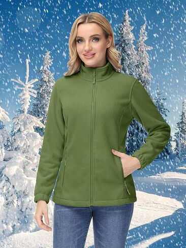MAGCOMSEN Women's Fleece Jacket Zip Up Coat Lightweight Soft Warm Long Sleeve Jackets with Pockets for Winter in Kuwait