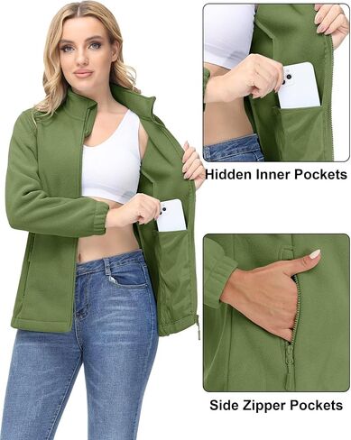 MAGCOMSEN Women's Fleece Jacket Zip Up Coat Lightweight Soft Warm Long Sleeve Jackets with Pockets for Winter in Kuwait