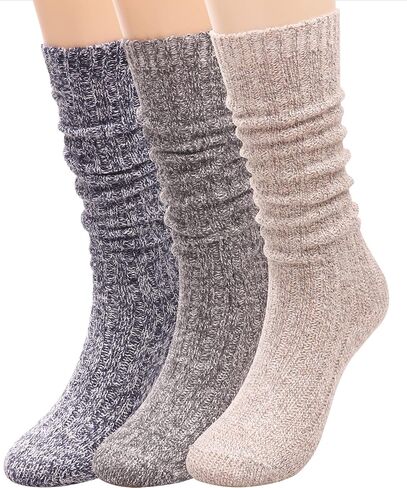 TINTAO 3 Pairs Women Winter Wool Cable Knit Crew Knee High Boot Socks,Size 5-11 W605 in Saudi Arabia