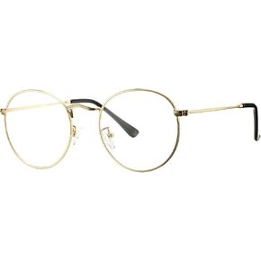 Pro Acme Classic Round Metal Clear Lens Glasses Frame Unisex Circle Eyeglasses (Gold)