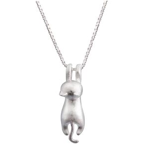 S.Leaf S925 Sterling Silver Cat Necklaces Cat Jewelry for Women Cat Gifts for Cat Lovers Cat Lover Gifts for Women Cat Lady Gifts Silver Cat Pendant Collarbone Necklace
