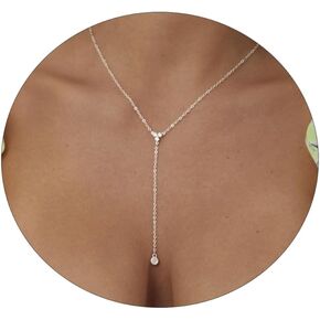 Sewyer Gold Y Necklace for Women 14K Gold Plated Y-Shaped Drop Necklaces CZ Long Necklace Cubic Zirconia Pendant Layered Long Lariat Necklace Women Jewelry in Saudi Arabia