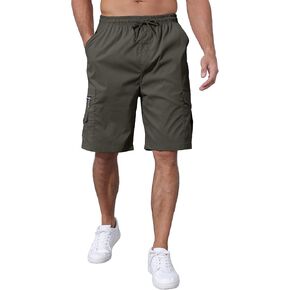Men's Cargo Shorts Elastic Waist Outdoor Relaxed Fit Sport Shorts Jogger SweatShorts with Multi-Pocket in Saudi Arabia