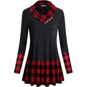 Miusey Women's Long Sleeve Cowl Neck Form Fitting Casual Tunic Top Blouse in Saudi Arabia