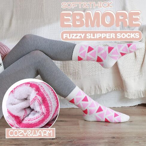 EBMORE Womens Fuzzy Socks Slipper Soft Cabin Plush Warm Fluffy Winter Sleep Cozy Adult Socks in Saudi Arabia