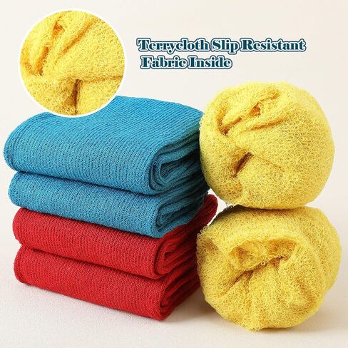 Panitay 6 Pairs XX-Large Slipper Socks Terry Ring Non Slip Safety Socks Wide Non Skid Socks Gripper Socks for Adults Home Hospital, Blue Red and Yellow in Saudi Arabia