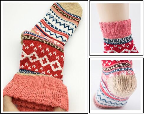 YZKKE 5Pack Womens Vintage Winter Soft Warm Thick Cold Knit Wool Crew Socks, Multicolor, free size in Saudi Arabia