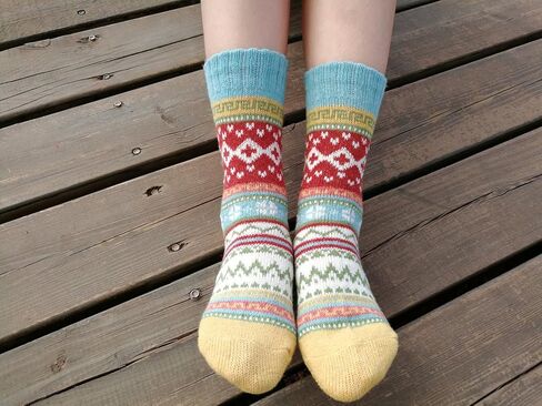 YZKKE 5Pack Womens Vintage Winter Soft Warm Thick Cold Knit Wool Crew Socks, Multicolor, free size in Saudi Arabia