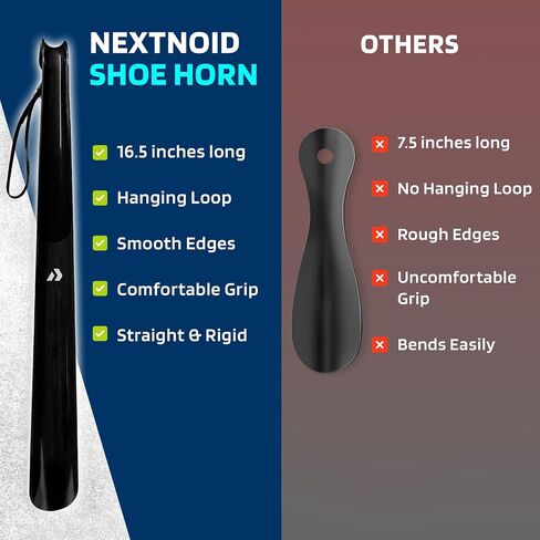 Nextnoid لبيسة حذاء بمقبض طويل لكبار السن - 16.5 بوصة لبيسة حذاء طويلة مستقيمة وقوية للرجال والنساء والأطفال in Saudi Arabia
