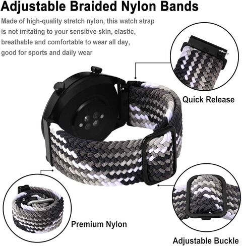 BISONSTRAP Nylon Watch Bands, Adjustable Braided Loop Straps for Men and Women, 16mm 18mm 19mm 20mm 22mm for Choice in Saudi Arabia