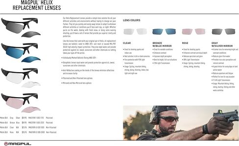 ماجبول نظارات شمسية تكتيكية باليستية للرجال والنساء من هيليكس، اطار اسود، عدسات بديلة، عدسات برونزية مستقطبة مع مراة زرقاء in Kuwait